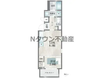 CHERIM志賀本通Ⅲノース(1LDK/1階)の間取り写真