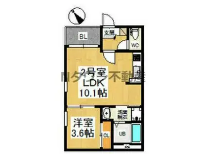 REGALEST 上小田井 CK(1LDK/1階)の間取り写真