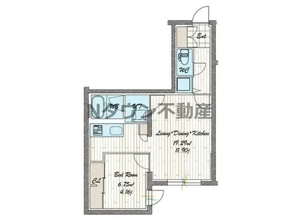 QUADOR NOIE 今池(1LDK/1階)の間取り写真
