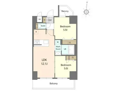 S-RESIDENCE高岳ARDENT(2LDK/7階)の間取り写真