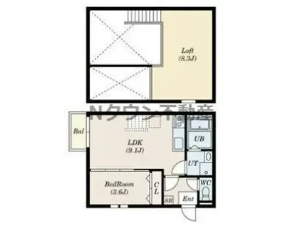 CREO志賀本通 (1LDK/2階)の間取り写真