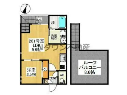 GRANDTIC プリモ・アモーレ庄内緑地公園(1LDK/2階)の間取り写真