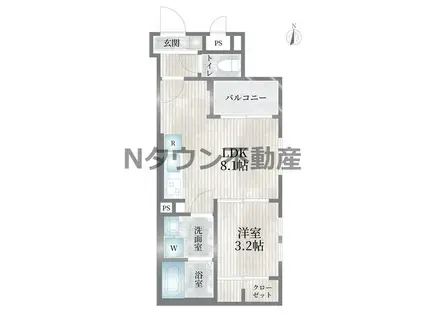 CHERIM元志賀町(1LDK/1階)の間取り写真