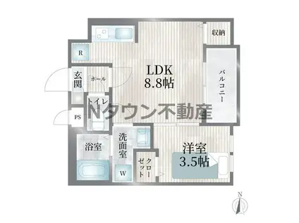 CHERIM浄心イースト(1LDK/1階)の間取り写真