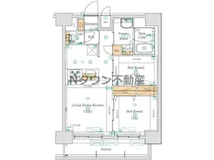 MAXIV大須観音(2LDK/13階)の間取り写真
