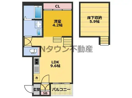 ミレニア栄生 (1LDK/1階)の間取り写真