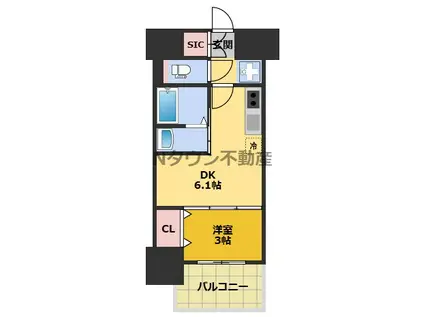 MAXIV大須観音(1DK/7階)の間取り写真