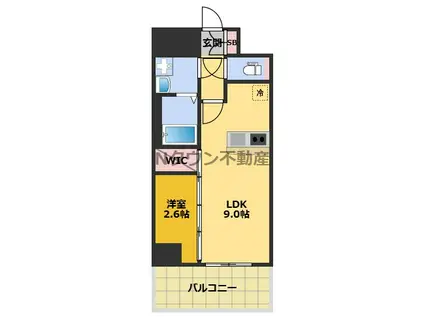 メイクスアート浄心(1LDK/9階)の間取り写真