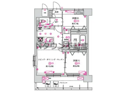 スプランティッド名駅ノース(2LDK/9階)の間取り写真