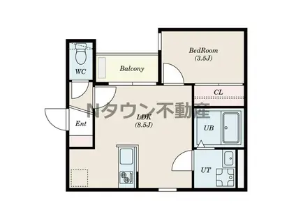 KATZE志賀本通(1LDK/2階)の間取り写真