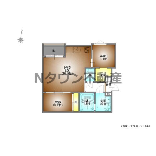 REGALEST千成(2LDK/2階)の間取り写真