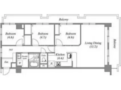 レジデンス多摩川西六郷(3LDK/3階)の間取り写真