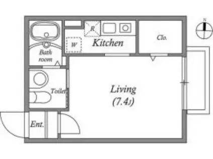 MODULOR久が原(ワンルーム/1階)の間取り写真