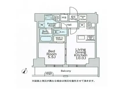 リージア大井町(1LDK/13階)の間取り写真