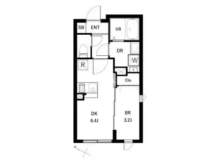 コンポジット品川戸越(1DK/1階)の間取り写真