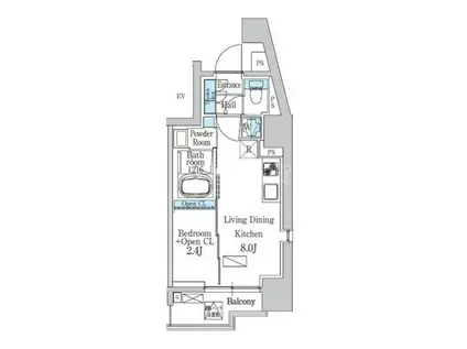 デュオフラッツ品川戸越(1LDK/10階)の間取り写真
