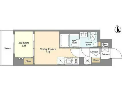 AIFLAT品川戸越パークサイド(1DK/1階)の間取り写真