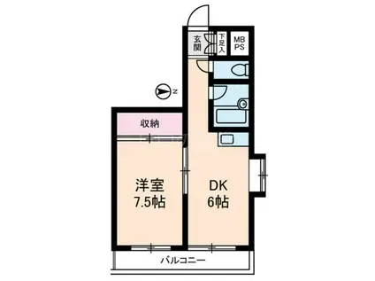 三桃マンション(1DK/2階)の間取り写真