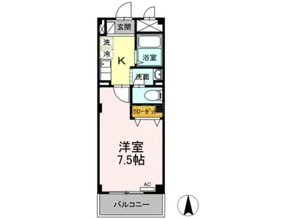 コム・シェ・ソワⅡ(1K/1階)の間取り写真