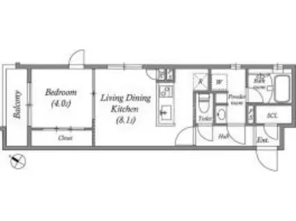 GRANDUO田園調布Ⅳ(1LDK/2階)の間取り写真