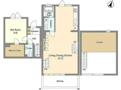 HYGGE(1LDK/2階)の間取り写真