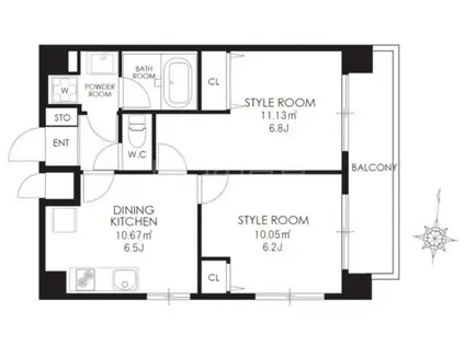 CALLAS STYLE TAMAGAWA (2DK/6階)の間取り写真