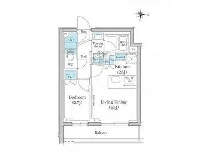 スタイリオ池上サウス(1LDK/5階)の間取り写真