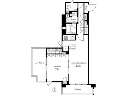 イプセ蒲田ウエスト(1LDK/8階)の間取り写真