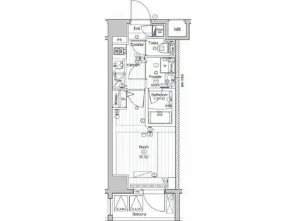 プレミアムキューブ大井町MO(1K/4階)の間取り写真