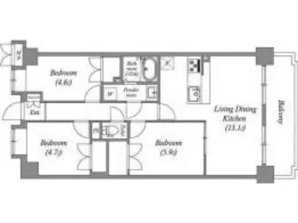 レジデンス多摩川西六郷(3LDK/6階)の間取り写真