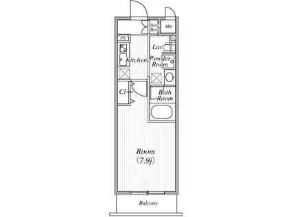 ル・エルブラン(1K/1階)の間取り写真
