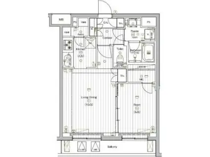 THE PREMIUM CUBE G 大崎(1LDK/4階)の間取り写真