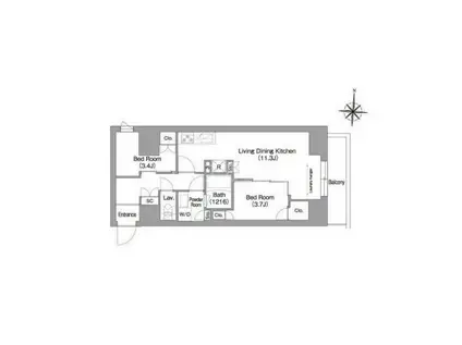 コンフォリア・リヴ南品川(2LDK/8階)の間取り写真