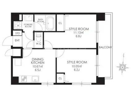 CALLAS STYLE TAMAGAWA (2DK/6階)の間取り写真