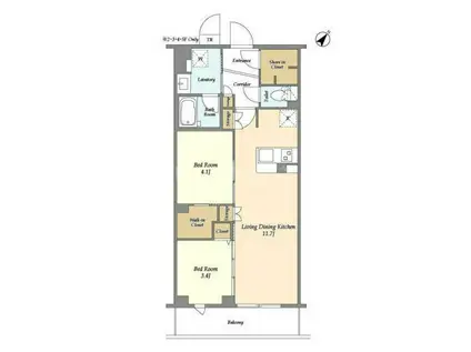 KDXレジデンス田園調布南(2LDK/2階)の間取り写真