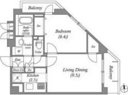 レジデンス新蒲田スクエア(1LDK/4階)の間取り写真