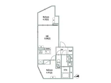 GRAN PASEO大森Ⅲ(2LDK/1階)の間取り写真