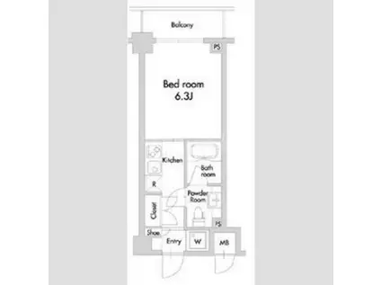 プライムアーバン田園調布南(1K/2階)の間取り写真
