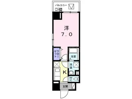 カデュウ(1K/4階)の間取り写真