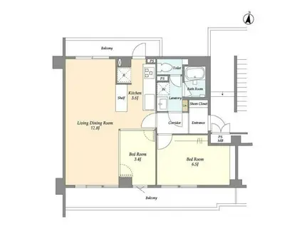 PATH池上(2LDK/2階)の間取り写真