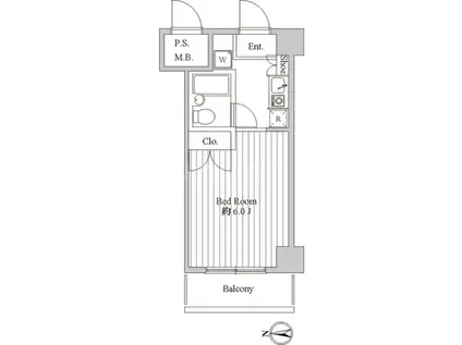 スペーシア池上(1K/6階)の間取り写真