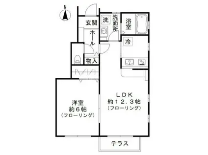 グリーンフォレストⅡ(1LDK/1階)の間取り写真
