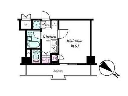 ルーブル下丸子弐番館(1K/1階)の間取り写真