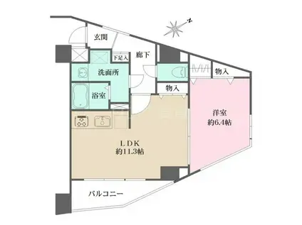 コスモリード雪が谷大塚(1LDK/7階)の間取り写真
