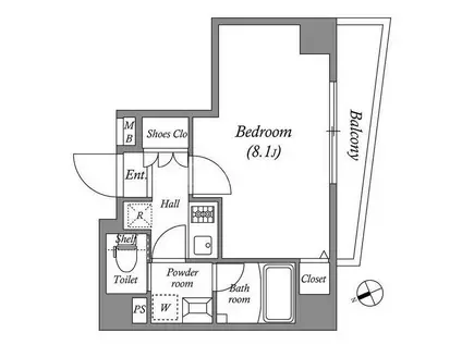 ディアレイシャス新蒲田(1K/4階)の間取り写真