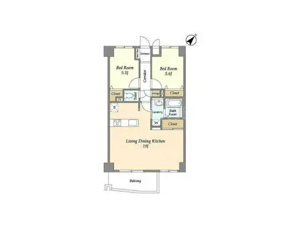 サント・コア目黒(2LDK/2階)の間取り写真