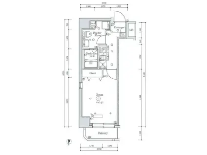 スカイコート武蔵新田Ⅱ(1K/7階)の間取り写真