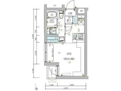 ECREDE蒲田(1K/3階)の間取り写真
