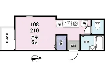 ドルフ武蔵新田(1K/2階)の間取り写真
