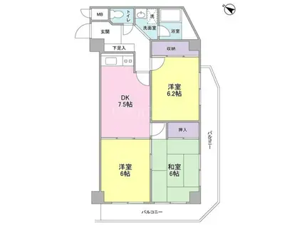 メゾンムラセ(3DK/6階)の間取り写真
